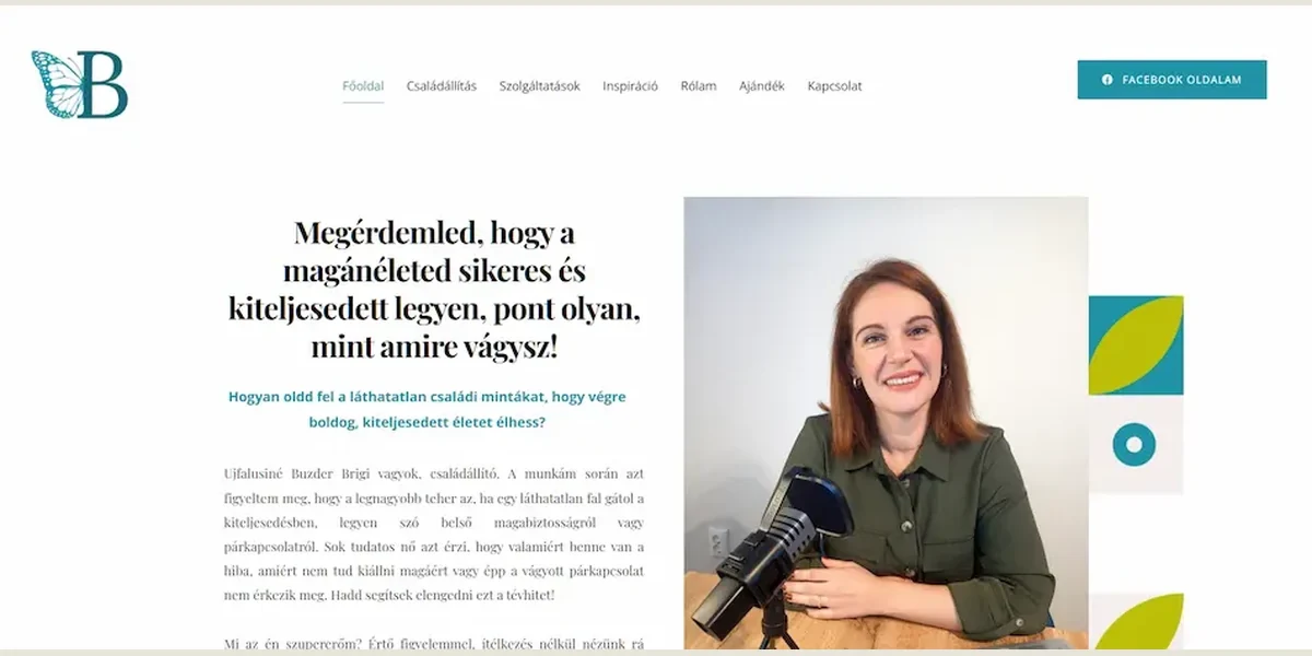 A Buzder Brigi családállítási és önismereti weboldal nyitóoldala