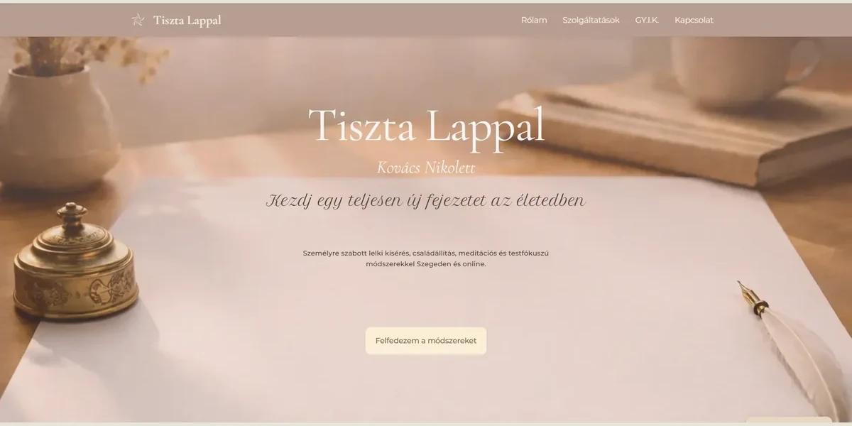 A Tiszta Lappal újrakezdést támogató weboldal nyitóoldala