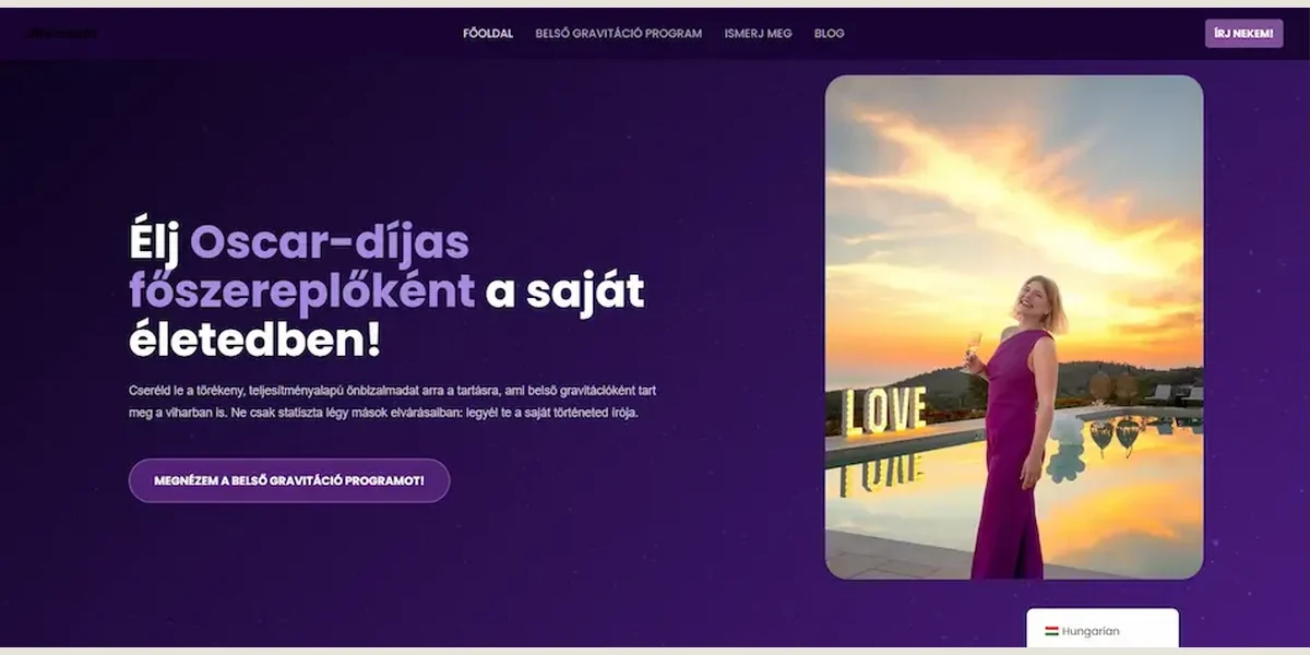 Az Ufiverzum lila arculatú bemutatkozó weboldala